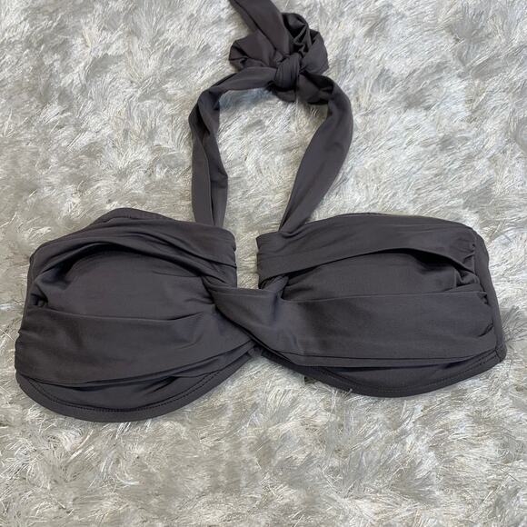 Merona Gray Twist Top Halter Bikini Top Size Medium - Picture 1 of 4
